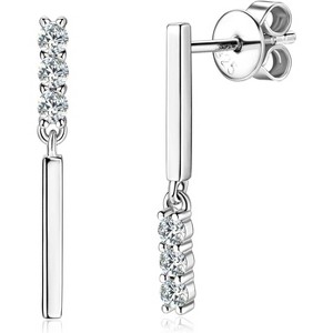 Asymmetric Moissanite Drop Earrings for Women in 925 Sterling Silver, D Color VVS1 with Certificate. - 1 of 4