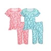 JEFFRICO Pajamas For Women 2 Pack Capri Set Sleepwear Soft Pajamas Short Sleeve Pajamas Sleepshirt With Capri Pants - 2 of 4
