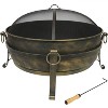 Sunnydaze Outdoor Camping or Backyard Round Cauldron Fire Pit with Spark Screen, Log Poker, and Metal Wood Grate - 2 of 4
