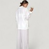 Anna-Kaci Lounge Women's Textured Button Down Pajama Set with Relaxed Fit Long Sleeve Shirt and Wide Leg Pants - 4 of 4