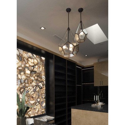 Cinq Geometric Glass Pendant Light in Antique Bronze