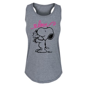 Women's - Peanuts - Valentine's Snoopy Love Graphic Racerback Tank - 1 of 4