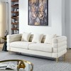 AENKYO 81" Oversized 3-Seater Sofa, Modern Teddy Fabric for Living Room, Comfortable Deep Seating Sleep Sofa, White - 2 of 4