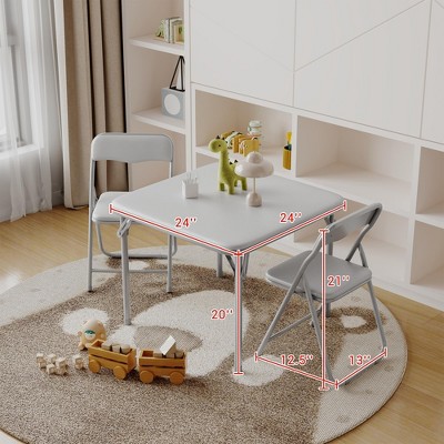 3-Piece Folding Square Table and Chair Set, Featuring a Portable Table and Chairs with Ssoft Pu Cushions.
