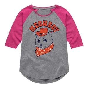 Girls' - Instant Message - Barn Cat Shirt Tail Raglan Graphic T-shirt - 1 of 4