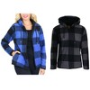 Galaxy J. Come Women's  Loose Fit  Heavyweight Polar Fleece Plaid Hoodie With Faux Shearling Lining-2 Pack - 2 of 2