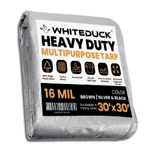 WHITE DUCK 8 oz Poly Tarpaulin Heavy-Duty Waterproof All-Weather Tarp for Construction, Farm, Commercial or Outdoor Use with Brass Eyelets - 1 of 4