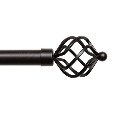 Matte Bronze Adjustable Curtain Rod with Twisted Finial