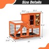SEVOBAL 39" Rabbit Cage Orange Indoor Outdoor Bunny Hutch on Wheels 2 Story Wooden Bunny Cage for Animals with 2 Removable Trays Animal Enclosure - 3 of 4