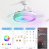 42 Inch RGB LED Ceiling Fan with Light and Remote Retractable Ceiling Fan Dimmable Adjustable Wind Speeds with Music Speaker - 2 of 4