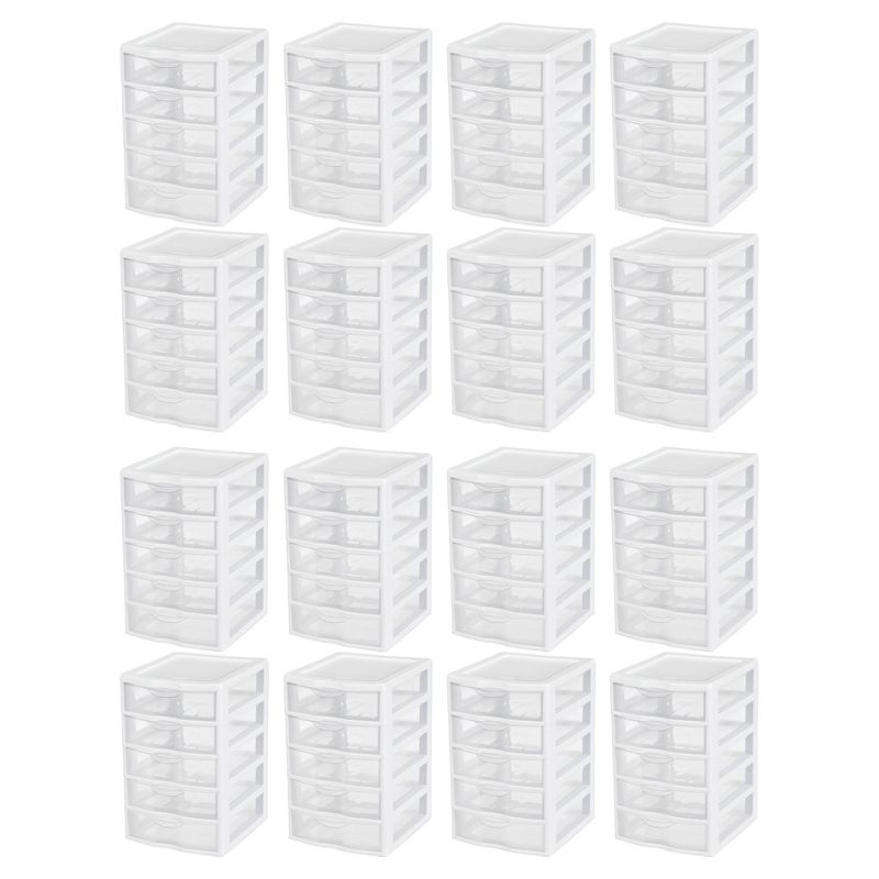 Sterilite Clearview Small Clear Plastic Stackable 5 Drawer Storage System for Desktop and Drawer Household Organization for Stationary or Pens, 1 of 8