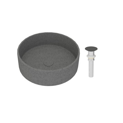 CASAINC 17 inch Concrete Round Bathroom Countertop Sink Basin Counter Bowl Above