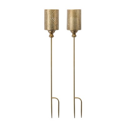 Melrose Gold Metal Candle Holder Stake (Set of 4)