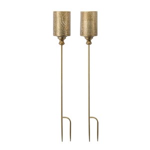 Gold Punched Metal Candle Holder Garden Stake (Set of 4) - 1 of 3