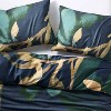 Heavyweight Linen Blend Duvet Cover and Sham Set Navy Floral Print- Casaluna™ - 3 of 4