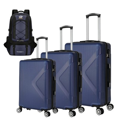 3 Piece Hardside Luggage Set with Spinner Wheels and Backpack for Travel, Durable ABS Suitcases, 19/23/27 Inch - Cuddlewood