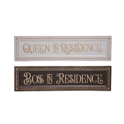 Transpac Metal Boss/Queen Sign Set of 2 Spring Home Decorations