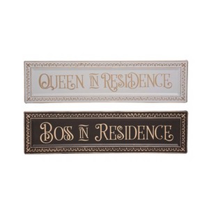 Transpac Metal Boss/Queen Sign Set of 2 Spring Home Decorations - 1 of 1