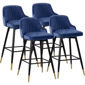 Bekrvio Swivel Bar Stools Set of 2/4,25.6"/29" Counter Height Stool Velvet Upholstered Armless Bar Chair with Metal Frame for Kitchen Island - 1 of 4