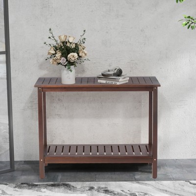 VASIP Acacia Wood Console Table, Indoor Outdoor Storage Furniture with Wide Tabletop and Lower Shelf  for Living Room, Entryway, Hallway