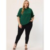 Agnes Orinda Women's Plus Size Glitter Pleated Keyhole Back Star Print Puff Sleeve Blouses - 3 of 4