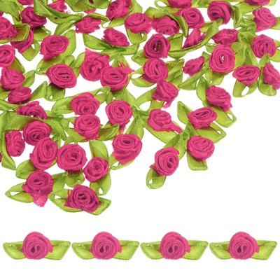 Unique Bargains Mini Ribbon Roses Fabric for Crafts Wedding 100 Pcs