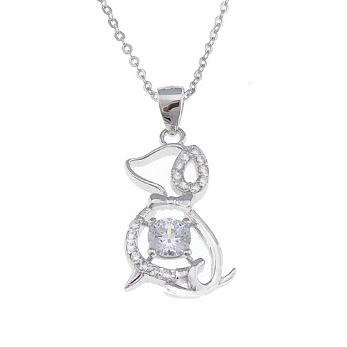 Bella Dog Pendant Sterling Silver Cubic Zirconia Chain Necklace Ginger Lyne Collection - image 1 of 4