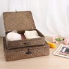 Itopfox Set of 2 Flat Woven Wicker Storage Bins with Lid, Natural Seagrass Basket for Home Organization, Shelf Organizer - 2 of 4