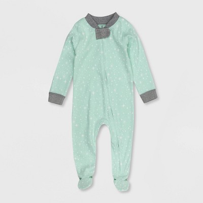 Honest Baby Twinkle Star Print Snug Fit Footed Pajama - Green 18M