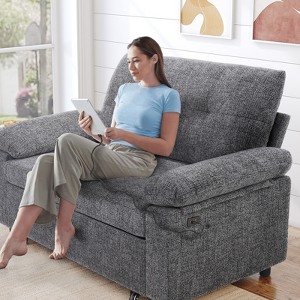 Dyonery Chenille 3 in 1 Convertible Sleeper Sofa Bed,Pull Out Couch Bed with USB Ports, Reclining Backrest/Side Pockets,Tool-Free Assembly Loveseat - 1 of 4