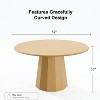 PexFix 52" Wood Round Dining Table Kitchen Table for 4-6 with Arc-Shaped Edge Top & Tapered Pedestal for Living/Dining Room Coffee Office Natural - 4 of 4