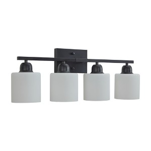 Maliang Black Modern Vanity Light Over Mirror, Wall Sconces with Milky White Frosted Glass Shades, (Bulbs Not Included) - 1 of 4