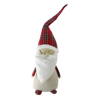 Northlight 24" Red and White Plaid Santa Gnome Christmas Tabletop Figurine