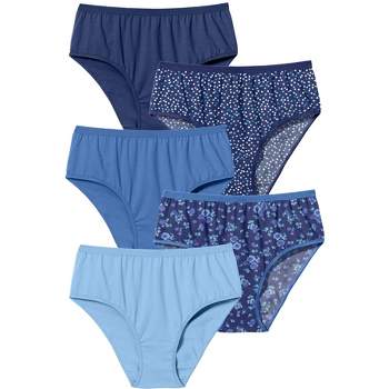 Comfort Choice Women's Plus Size Nylon Brief 5-Pack - 14, Blue