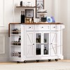 53 inch White Farmhouse Kitchen Island Rolling Kitchen Cart on Wheels with Drop Leaf for Kitchen Dining Room - 2 of 4