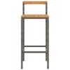 vidaXL Bar Stools 2 pcs Gray Poly Rattan and Solid Wood Acacia - 4 of 4