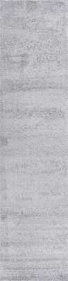 Light Gray Solid Synthetic Reversible Runner Rug