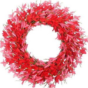 Luupatchy Beautiful Mixed Flower Door Wreath, for  Front Door Window Wall Indoor Outdoor Wedding Farmhouse Decor Gift - 1 of 4