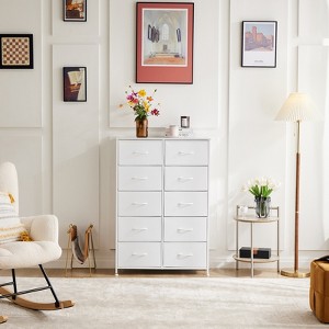 Bestier Dresser for Bedroom, 10 Storage Drawers, Fabric Closet Chests Organizer Tower Furniture with Wooden Top for Clothes - 1 of 4