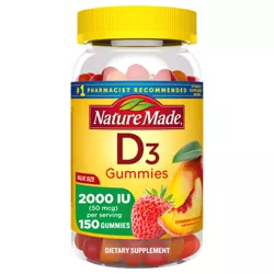 Nature Made Vitamin D3 2000 IU (50 mcg) Gummies - Strawberry, Peach & Mango - 150ct