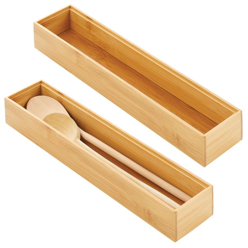 mDesign Stackable Wooden Bamboo Drawer Organizer Tray, 1 of 9