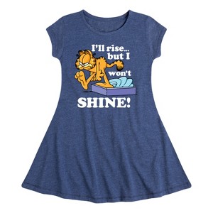 Girls' - Garfield - Rise But Won't Shine Fit & Flair Cap Sleeve Dress - 1 of 3