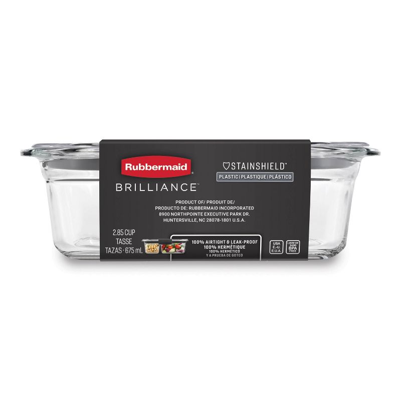 Rubbermaid Brilliance 2.85c Plastic Divided Meal Prep Food Storage Container Clear, 2 of 8