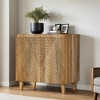 Wood Accent Cabinet with Storage, Rustic Mango Wood Storage Cabinet with Fluted Design and Adjustable Shelf - Leovsnove - 3 of 4
