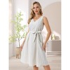 INSPIRE CHIC Women's Sleeveless Linen V Neck Tie Waist A Line Summer Dress with Pockets - 2 of 4