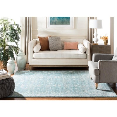 Evoke EVK270 Power Loomed Area Rug Light Blue / Ivory 4' X 6' - Safavieh.