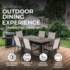 Four Seasons Courtyard Manhattan Outdoor 6 Piece High Chair Patio Dining Table and Chair Furniture Set with Textured Sling Over Aluminum Frames, Gray - 3 of 4