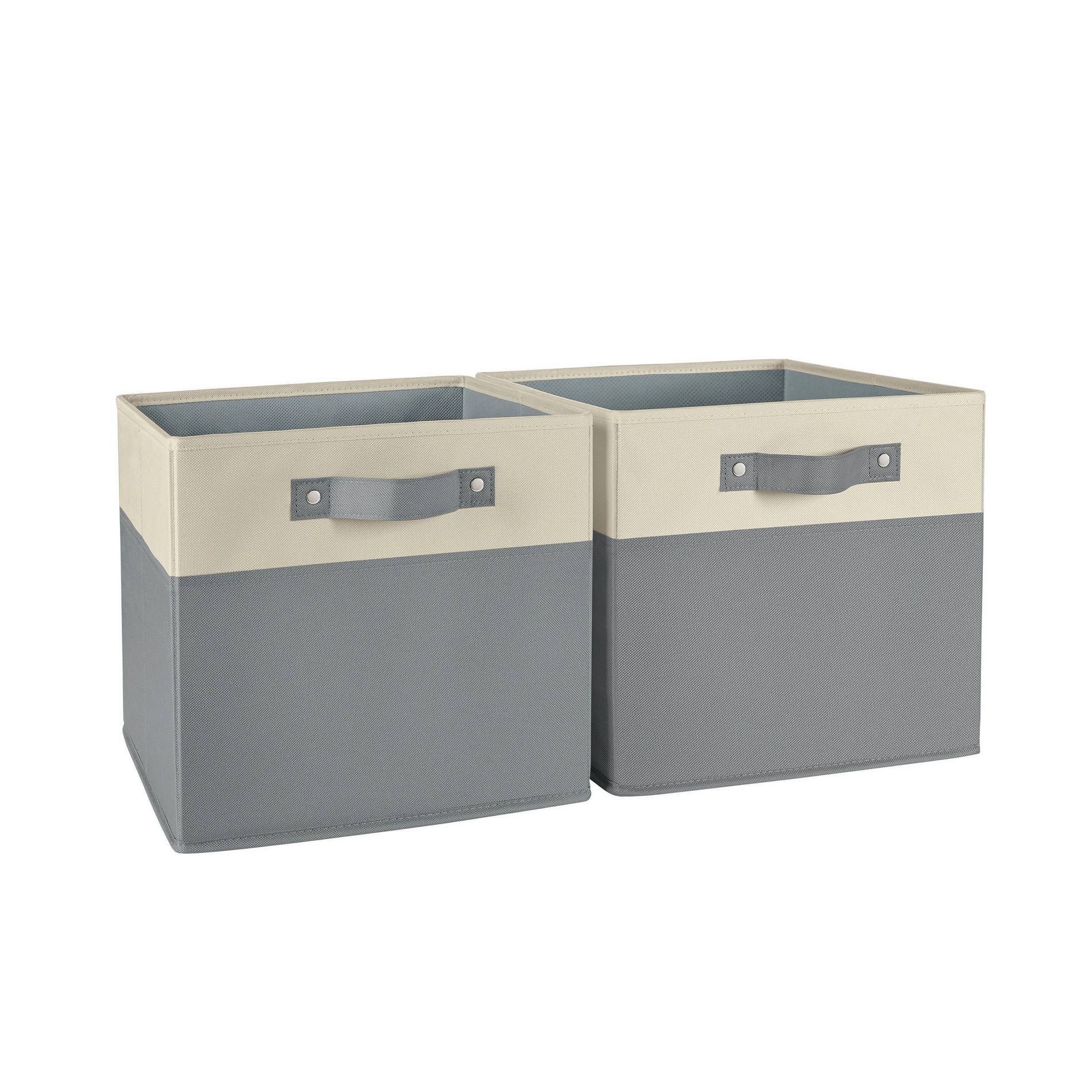 RiverRidge Kids' 2pc Two-Tone Collapsible Cube Fabric Storage Bins with Handles for Playroom Organization Gray