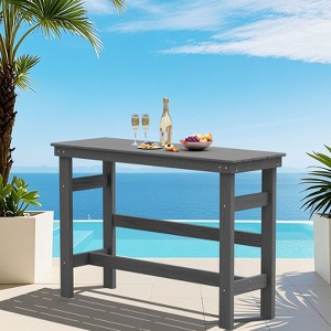 Hyleory 60" Long Counter Height Outdoor Dining Table, Patio Rectangle HDPE Bar Table for Bar Stools - 1 of 4