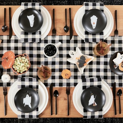 Black and Cream Linen Check Dinner Napkins Set of 4